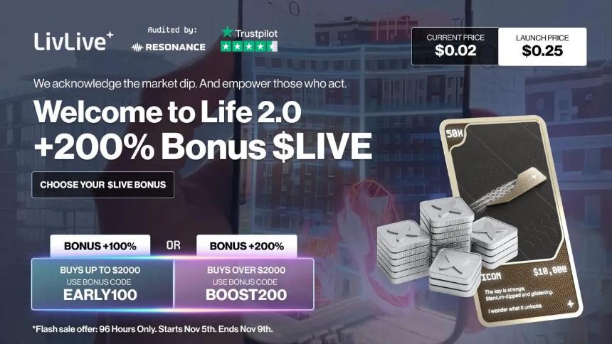 LivLive ($LIVE) 96小时闪购开启:2025年最具潜力的加密货币预售项目?